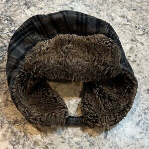 Banana Republic Buffalo Plaid Fur-Lined Trapper Hat With Flaps Men’s Large